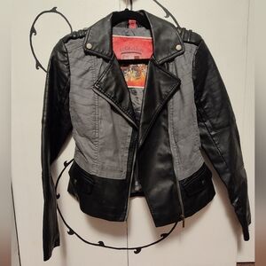 Black and Gray Leather Style Jacket